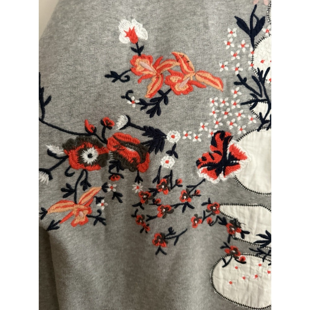 Free People Movement "At My Best" Embroidered Hoodie Grey Women's Size Small - Picture 10 of 13